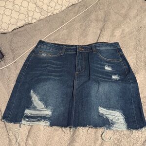 SHEIN Blue Distressed Mini Skirt